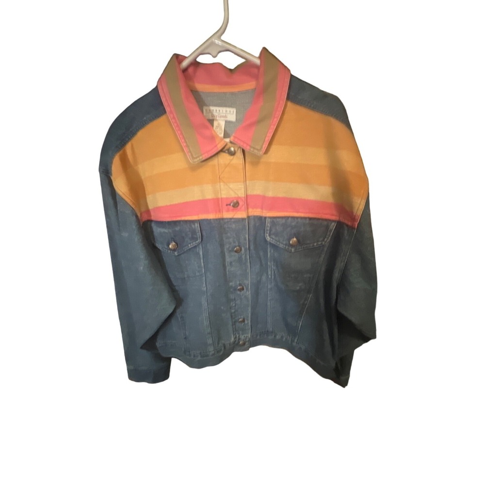 Vintage Cambridge Dry Goods Jean Jacket‎ with Stripes Women's Size Large